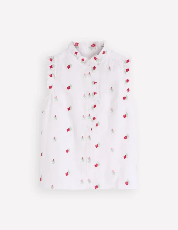 Isabel Sleeveless Linen Top Floral Embroidery Isabel Sleeveless Linen Top Floral Embroidery