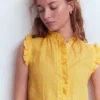 Isabel Sleeveless Linen Top French Marigold Micro Gingham Isabel Sleeveless Linen Top French Marigold Micro Gingham