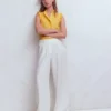 Isabel Sleeveless Linen Top French Marigold Micro Gingham Isabel Sleeveless Linen Top French Marigold Micro Gingham