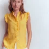 Isabel Sleeveless Linen Top French Marigold Micro Gingham Isabel Sleeveless Linen Top French Marigold Micro Gingham