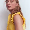 Isabel Sleeveless Linen Top French Marigold Micro Gingham Isabel Sleeveless Linen Top French Marigold Micro Gingham