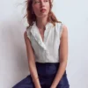 Isabel Sleeveless Linen Top White Isabel Sleeveless Linen Top White