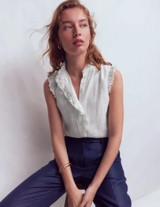 Isabel Sleeveless Linen Top White
