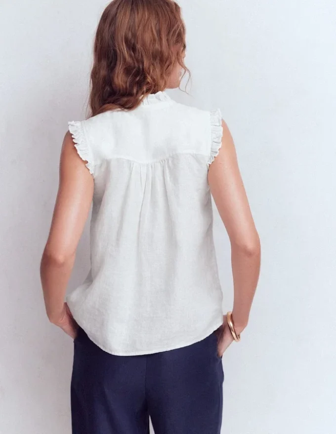 Isabel Sleeveless Linen Top White Isabel Sleeveless Linen Top White