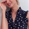 Isabel Sleeveless Silk Top French Navy, Painted Dot Isabel Sleeveless Silk Top French Navy, Painted Dot