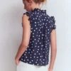 Isabel Sleeveless Silk Top French Navy, Painted Dot Isabel Sleeveless Silk Top French Navy, Painted Dot