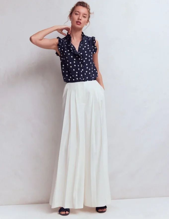 Isabel Sleeveless Silk Top French Navy, Painted Dot Isabel Sleeveless Silk Top French Navy, Painted Dot