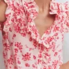 Isabel Sleeveless Silk Top Pink, Bloom Scatter Mono Isabel Sleeveless Silk Top Pink, Bloom Scatter Mono