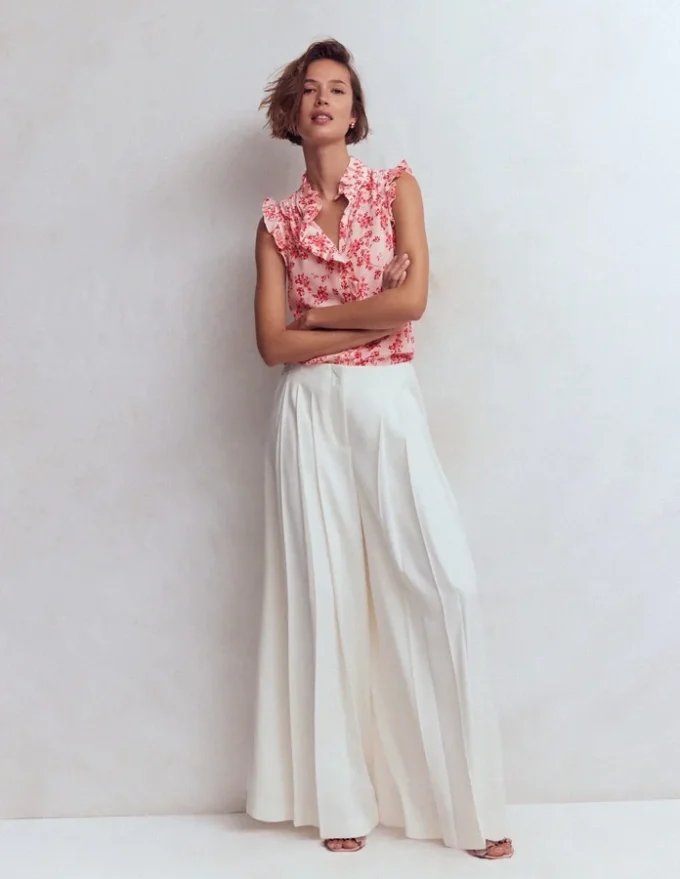 Isabel Sleeveless Silk Top Pink, Bloom Scatter Mono Isabel Sleeveless Silk Top Pink, Bloom Scatter Mono