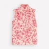 Isabel Sleeveless Silk Top Pink, Bloom Scatter Mono Isabel Sleeveless Silk Top Pink, Bloom Scatter Mono