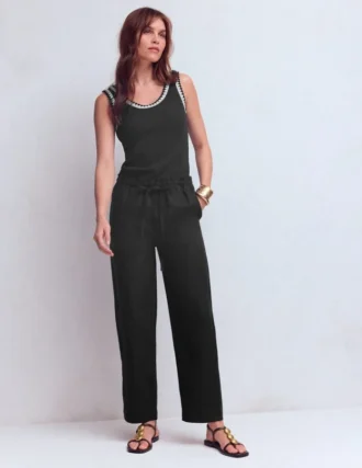 Islington Linen Crop Pants Black