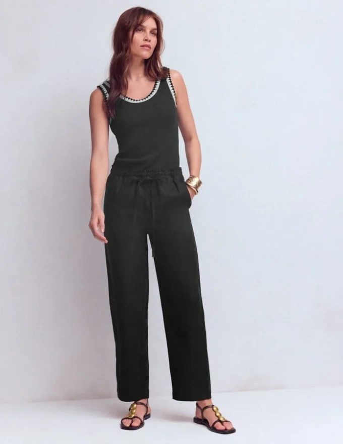 Islington Linen Crop Pants Black Islington Linen Crop Pants Black