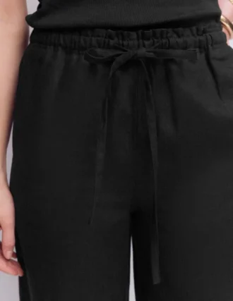 Islington Linen Crop Pants Black