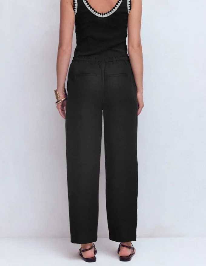 Islington Linen Crop Pants Black Islington Linen Crop Pants Black