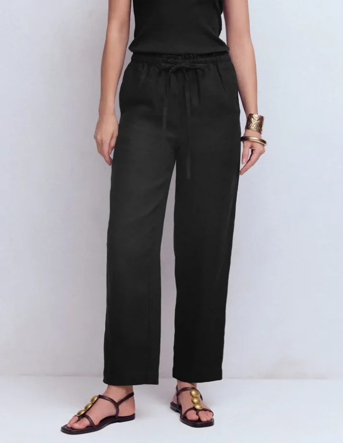Islington Linen Crop Pants Black Islington Linen Crop Pants Black