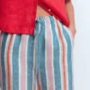 Islington Linen Crop Pants Faience and Rose Multistripe Islington Linen Crop Pants Faience and Rose Multistripe