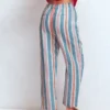 Islington Linen Crop Pants Faience and Rose Multistripe Islington Linen Crop Pants Faience and Rose Multistripe