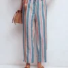 Islington Linen Crop Pants Faience and Rose Multistripe Islington Linen Crop Pants Faience and Rose Multistripe