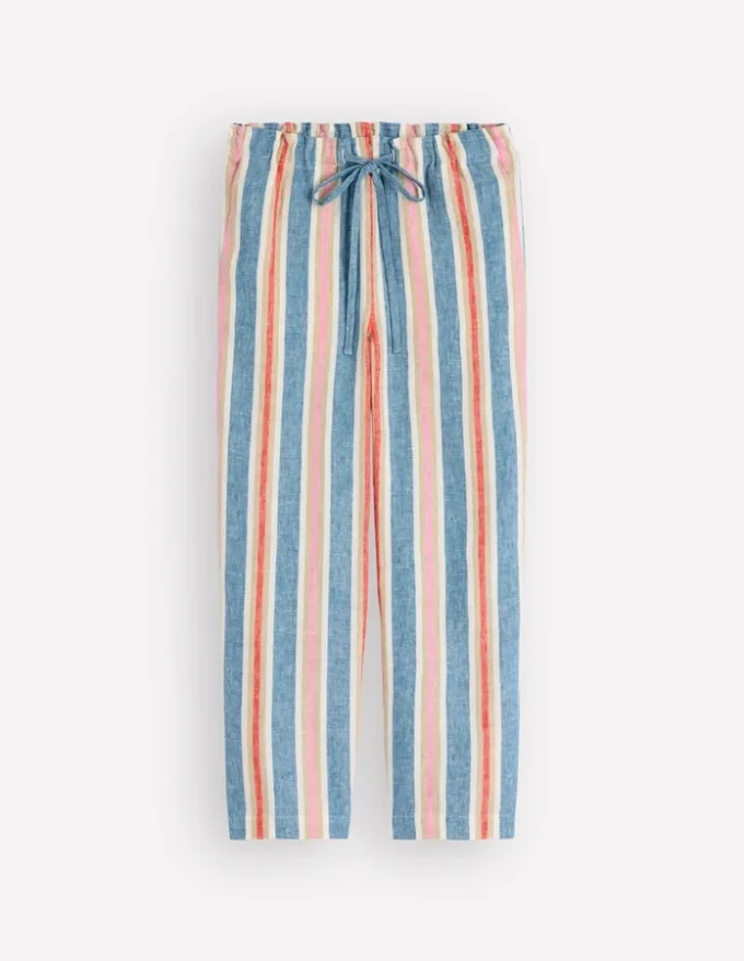 Islington Linen Crop Pants Faience and Rose Multistripe Islington Linen Crop Pants Faience and Rose Multistripe