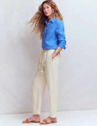 Islington Linen Crop Pants Ivory