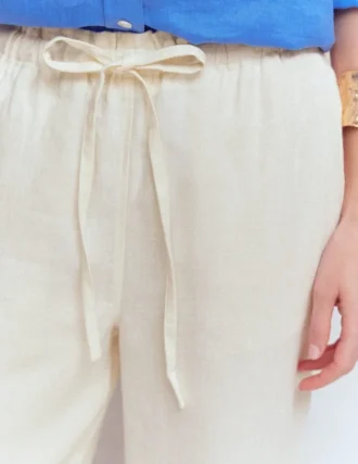 Islington Linen Crop Pants Ivory