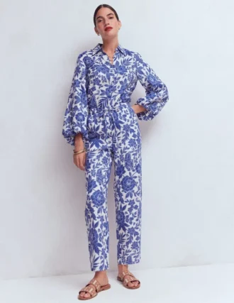 Islington Linen Crop Pants Mazarine Blue, Tigers Paradise
