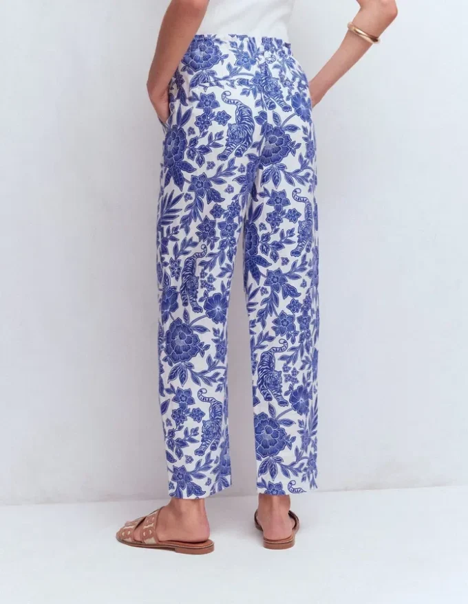 Islington Linen Crop Pants Mazarine Blue, Tigers Paradise