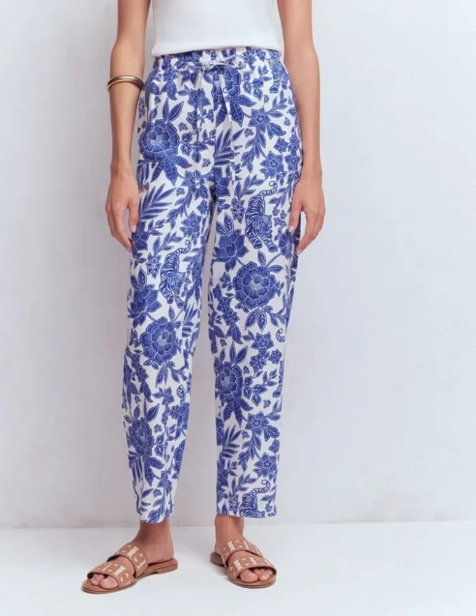 Islington Linen Crop Pants Mazarine Blue, Tigers Paradise