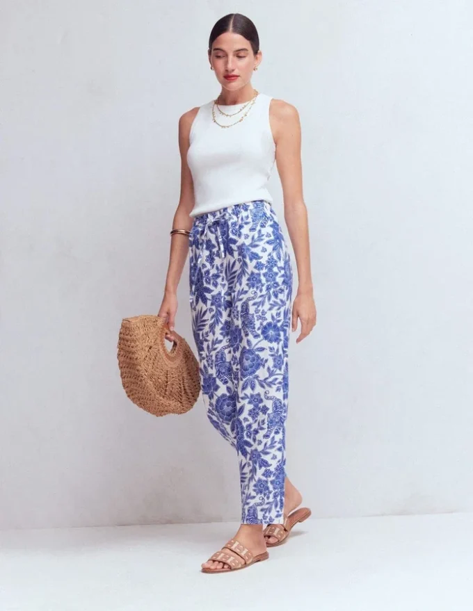 Islington Linen Crop Pants Mazarine Blue, Tigers Paradise