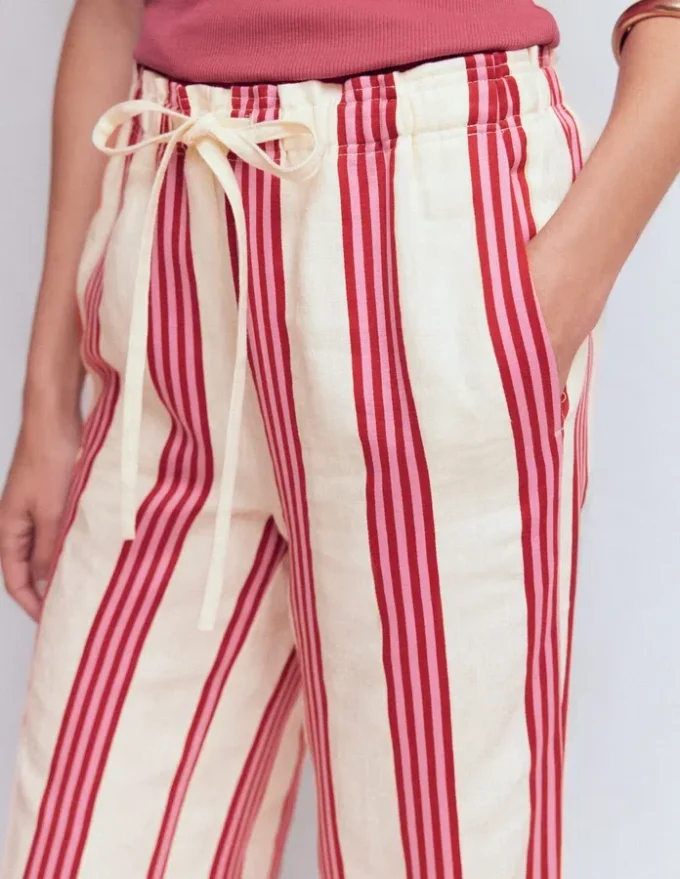 Islington Linen Pants Ivory, Brown & Pink Stripe Islington Linen Pants Ivory, Brown & Pink Stripe