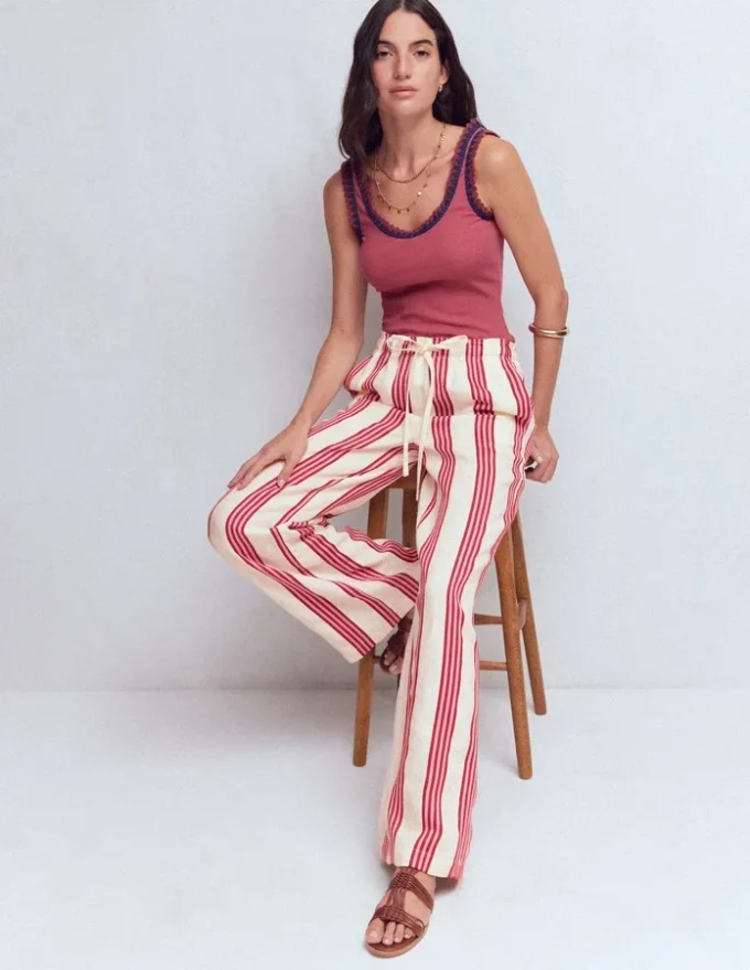 Islington Linen Pants Ivory, Brown & Pink Stripe Islington Linen Pants Ivory, Brown & Pink Stripe