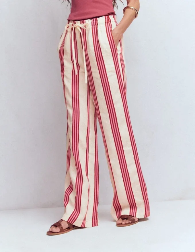 Islington Linen Pants Ivory, Brown & Pink Stripe Islington Linen Pants Ivory, Brown & Pink Stripe