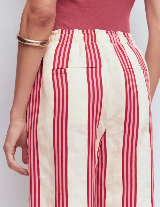 Islington Linen Pants Ivory, Brown & Pink Stripe Islington Linen Pants Ivory, Brown & Pink Stripe