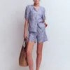Islington Linen Shorts Bright blue Stripe Islington Linen Shorts Bright blue Stripe