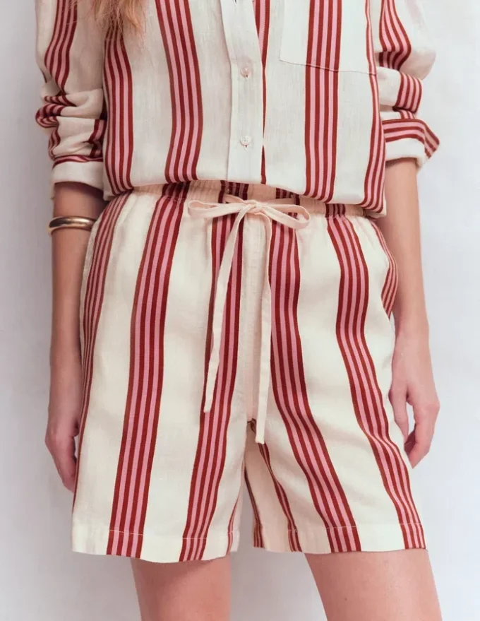 Islington Linen Shorts Ivory, Brown, Pink Stripe Islington Linen Shorts Ivory, Brown, Pink Stripe