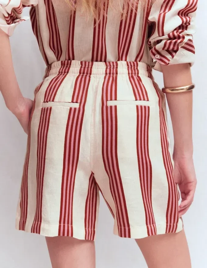 Islington Linen Shorts Ivory, Brown, Pink Stripe Islington Linen Shorts Ivory, Brown, Pink Stripe