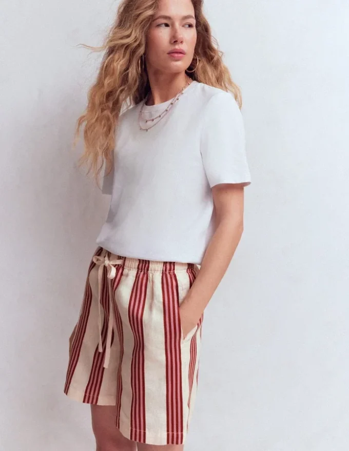 Islington Linen Shorts Ivory, Brown, Pink Stripe Islington Linen Shorts Ivory, Brown, Pink Stripe