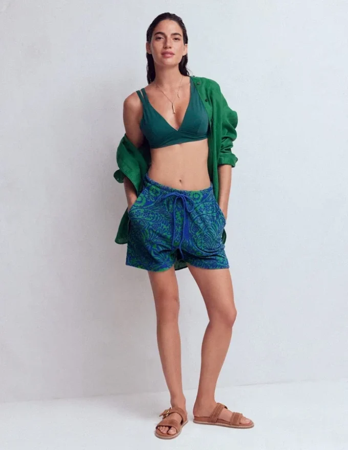 Islington Towelling Shorts Green/ Blue, Enchanted Paisley Islington Towelling Shorts Green/ Blue, Enchanted Paisley