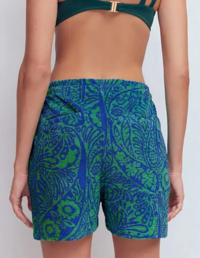 Islington Towelling Shorts Green/ Blue, Enchanted Paisley Islington Towelling Shorts Green/ Blue, Enchanted Paisley