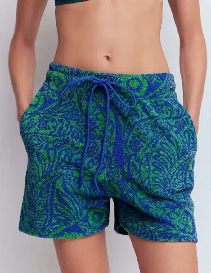 Islington Towelling Shorts Green/ Blue, Enchanted Paisley Islington Towelling Shorts Green/ Blue, Enchanted Paisley