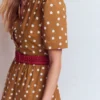 Ivy Cotton Midi Dress Brown Painted Dot Spaced Ivy Cotton Midi Dress Brown Painted Dot Spaced