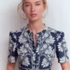 Ivy Cotton Midi Dress French Navy Botanical Charm Ivy Cotton Midi Dress French Navy Botanical Charm