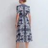 Ivy Cotton Midi Dress French Navy Botanical Charm Ivy Cotton Midi Dress French Navy Botanical Charm