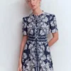 Ivy Cotton Midi Dress French Navy Botanical Charm Ivy Cotton Midi Dress French Navy Botanical Charm