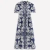 Ivy Cotton Midi Dress French Navy Botanical Charm Ivy Cotton Midi Dress French Navy Botanical Charm