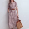 Ivy Cotton Midi Dress Gingham Ivy Cotton Midi Dress Gingham
