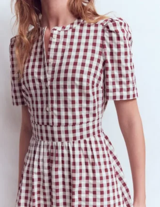 Ivy Cotton Midi Dress Gingham