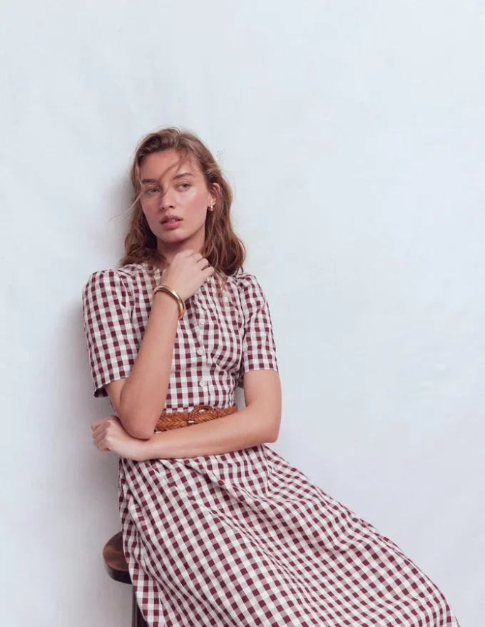 Ivy Cotton Midi Dress Gingham Ivy Cotton Midi Dress Gingham