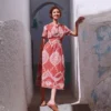 Ivy Cotton Midi Dress Rust Embroidery Ivy Cotton Midi Dress Rust Embroidery