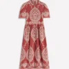 Ivy Cotton Midi Dress Rust Embroidery Ivy Cotton Midi Dress Rust Embroidery